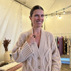 M+A NYC Horn Ring being worn by the designer Catherine Carnevale of Eleven Six at Field + Supply