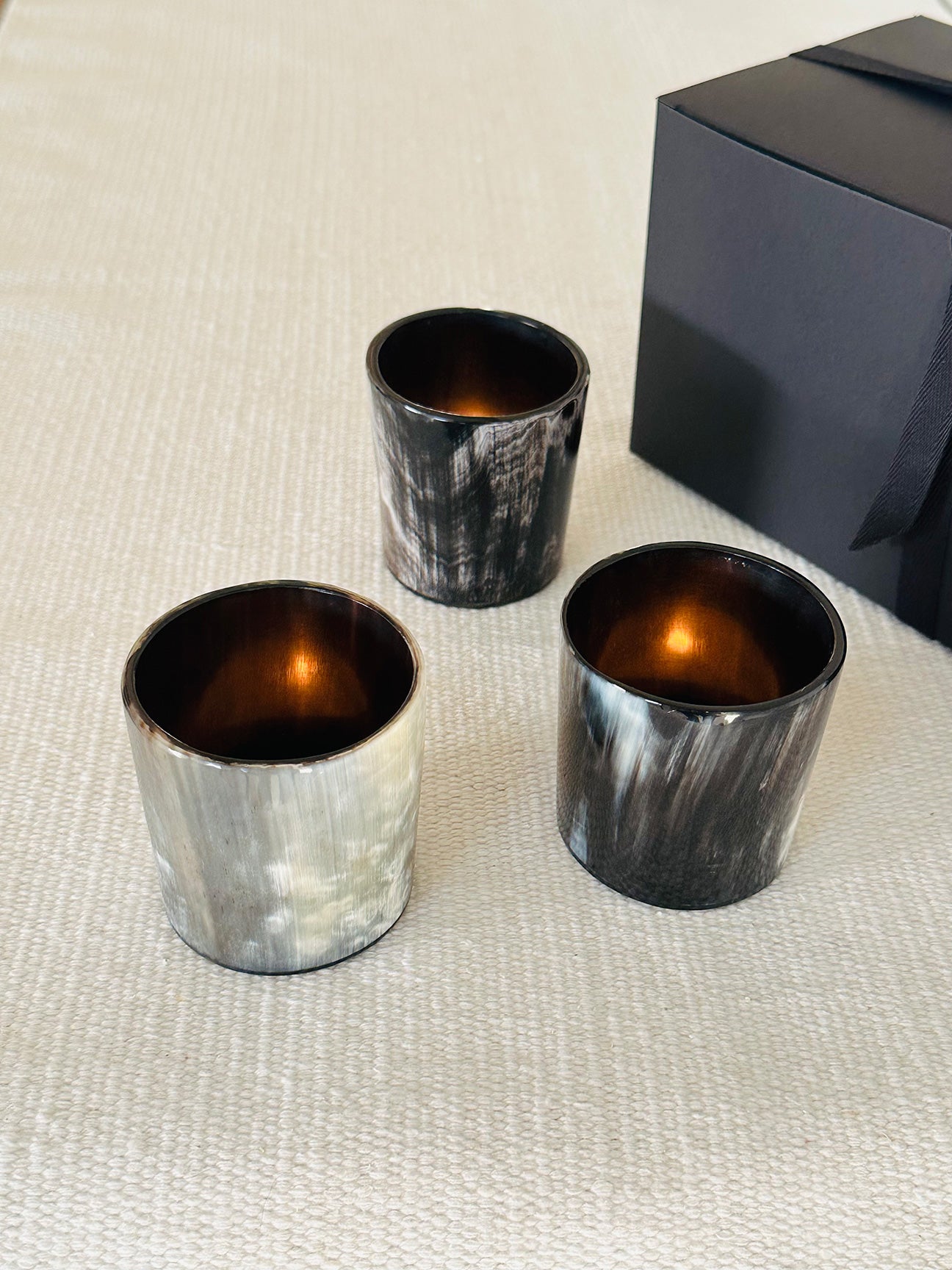 M+A NYC Horn Tea Light Candle Holders - Set of 3 with gift box