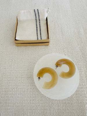 Photo of M+A Horn Hoop Earrings with gift box and handloomed cotton pouch