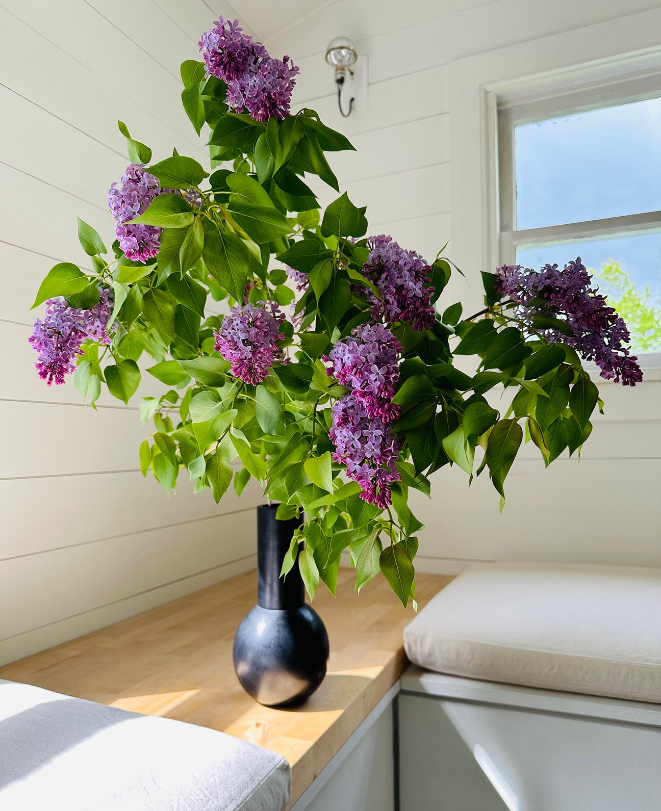 Image 0f M+A NYC Lolita Soapstone Vase with lilacs