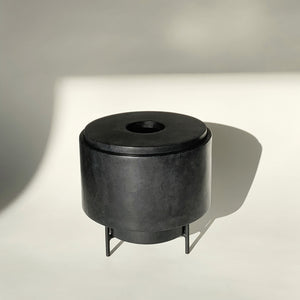 Image of M+A NYC Planter/Vase Set in Soapstone with a low luster wax finish and lid with one central hole.