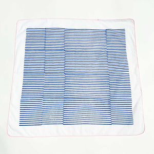 Block Print Scarf Breton Stripes - Yves Klein Blue