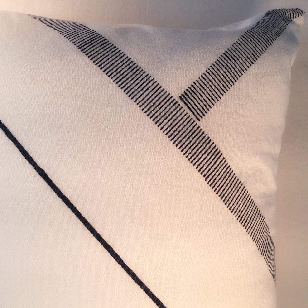M+A NYC Block Print Corner T Pixelated Stripes 18" Square Pillow - Detail