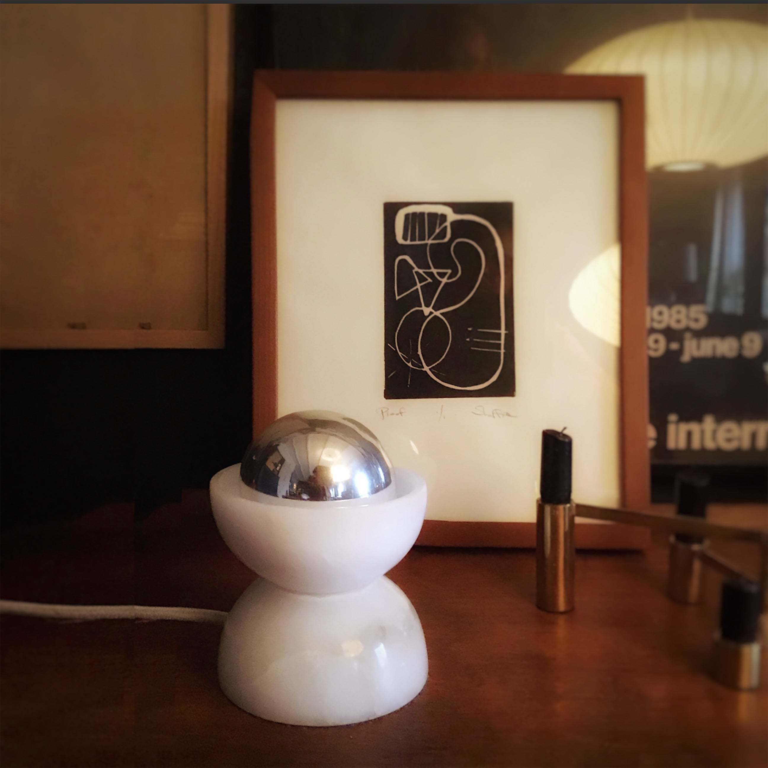 Image of M+A NYC Totem Desklamp in Alabaster unlit