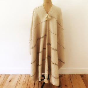 M+A NYC Hand Loomed Cotton Offset Stripe Cape - Back
