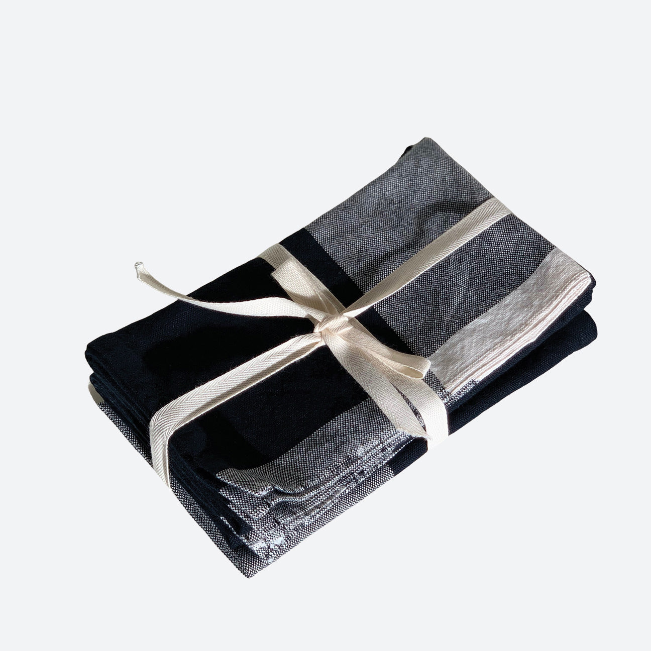 M+A NYC Colorblock Napkins shown as a set of 4 in black/kora