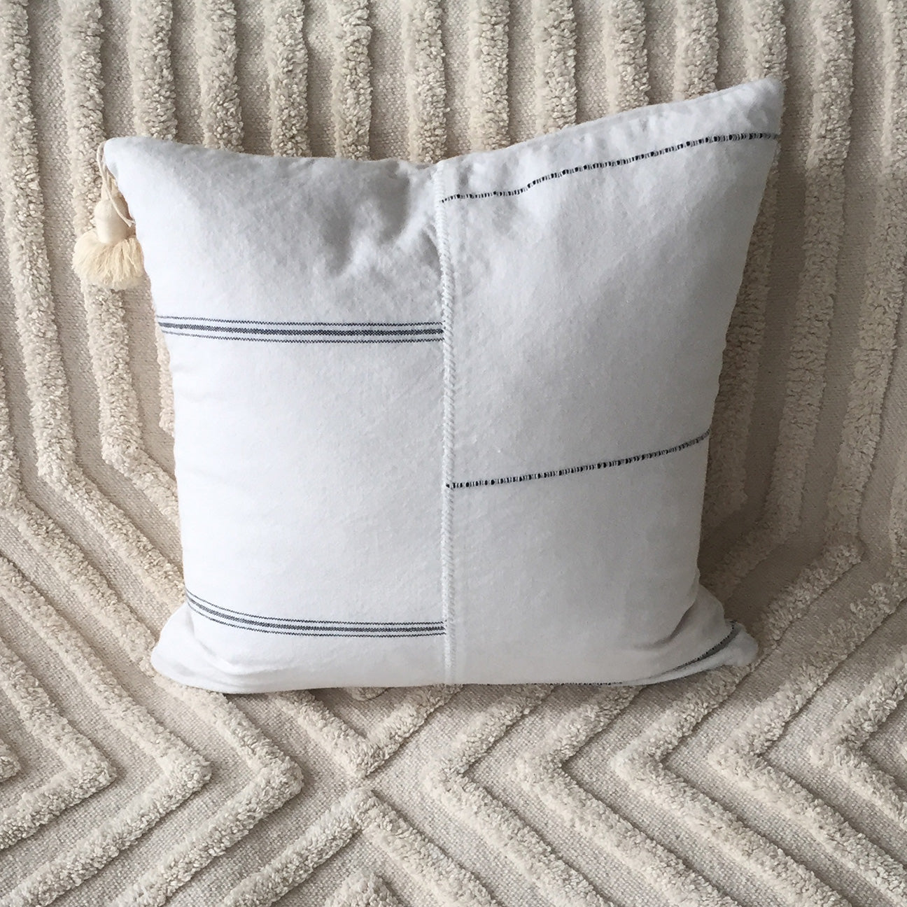 M+A NYC Handloomed Offset Stripe 18" Pillow
