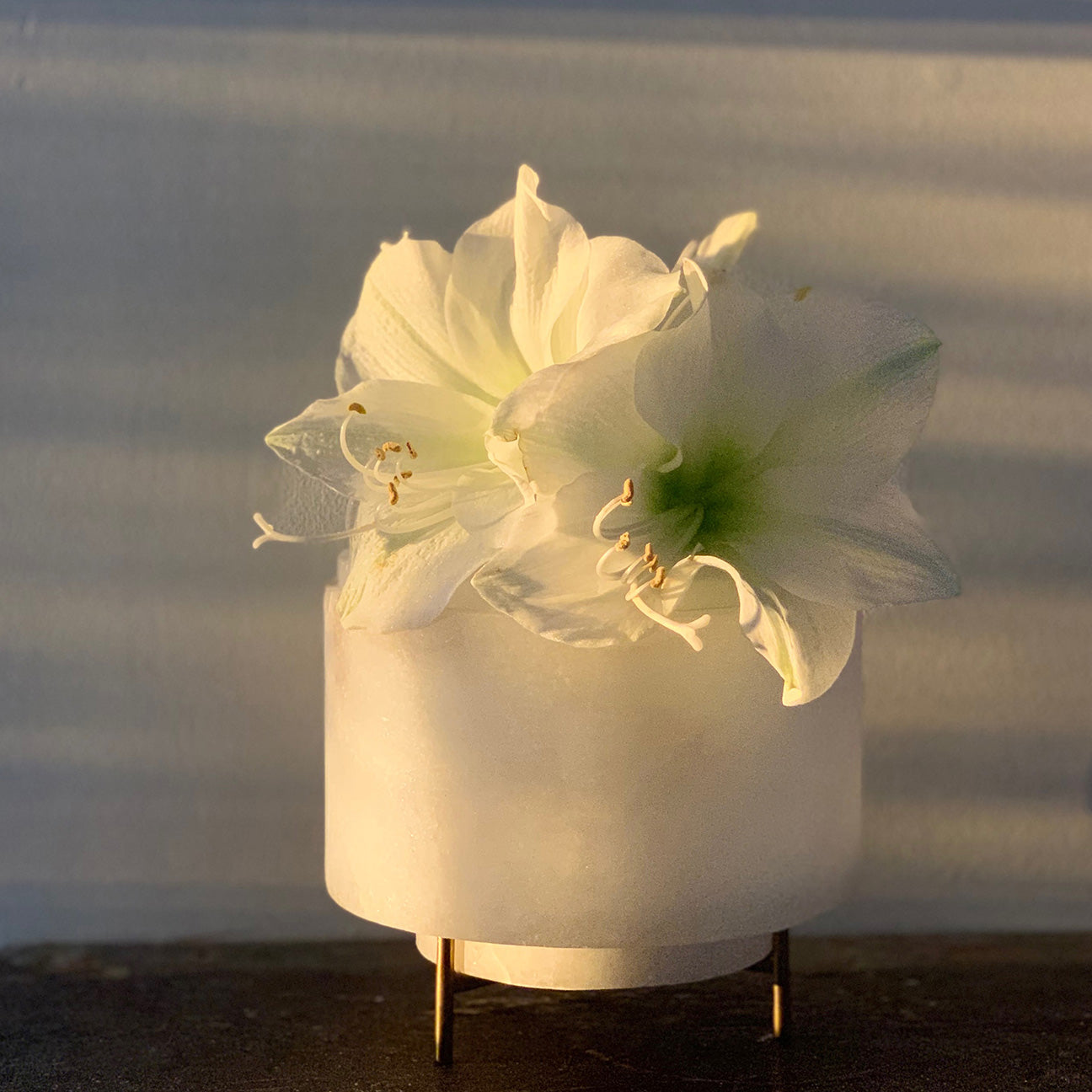 Planter/Vase Set with Ikebana Lid - Alabaster